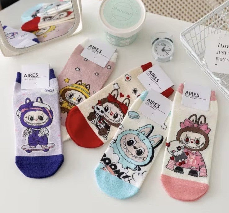 1x Labubu Purple Skate socks pairs cute kawaii One Size Gift Birthday Pair2