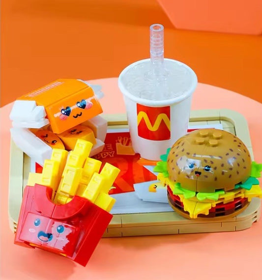 Fast Food Restaurant Happy Burger Fries Toy Construction Toy Block Bricks Gift