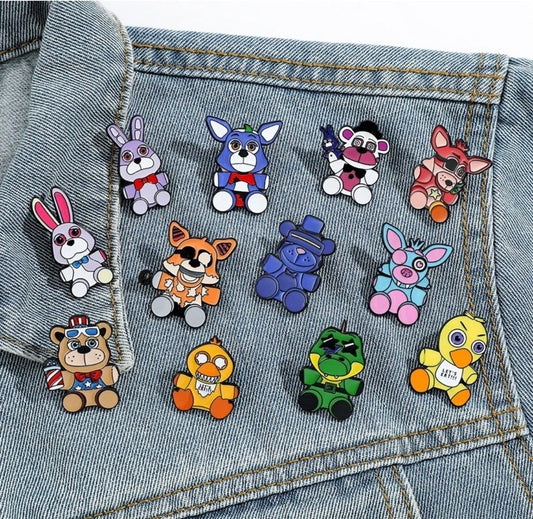 12 Pc Set FNAF Five Nights At Freddy's Enamel Pin Brooch Badge Clothes Bags0