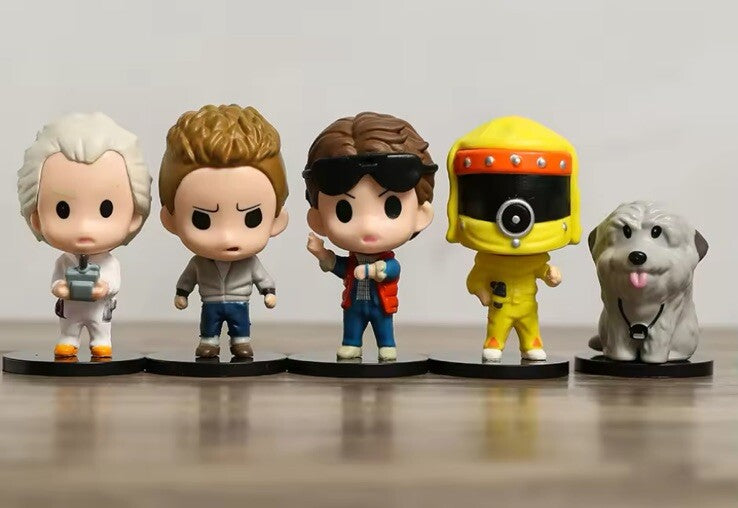 5x Back to the Future Figures Marty McFly Doc Einstein Figure BTTF Q 8cm Gifts1
