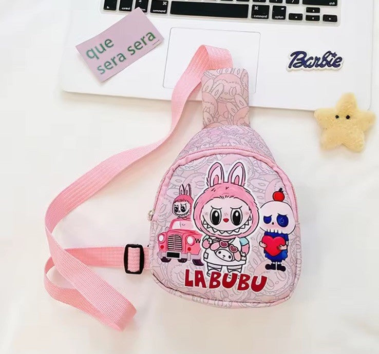  Pink Labubu Horror Monsters Cute Crossbody Backpack Summer Bag Gift0