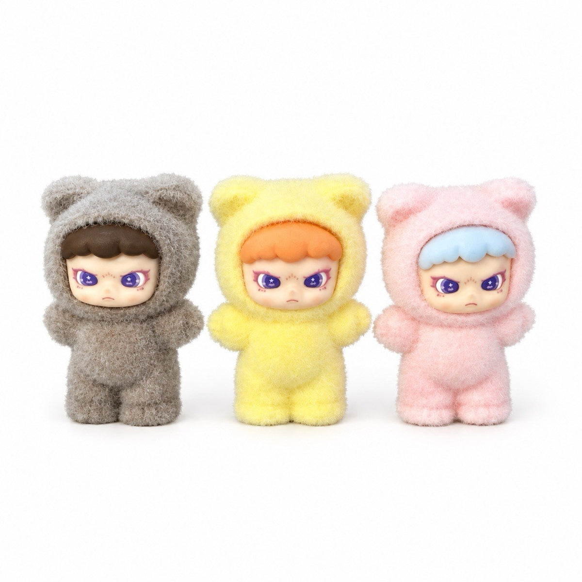 3 Pc Flocked Dora Animals Series Figures Figurines 4cm Collect Set Grey Pink Yes0