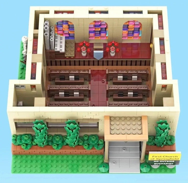 The Simpsons Springfield Church MOC - 1896 Pcs Building Blocks Set Gift In Stock