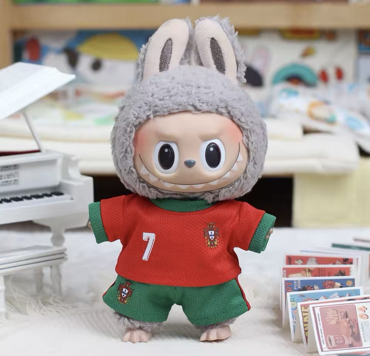 Soccer Football Argentina Sportswear Clothes Set For Labubu 7" Monster Doll
