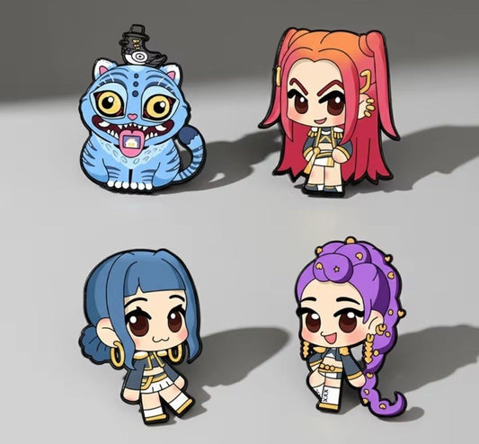 4Pcs K-Pop Demon Hunters Inspired Brooch Badge Alloy Jewellry Pin Christmas Gift