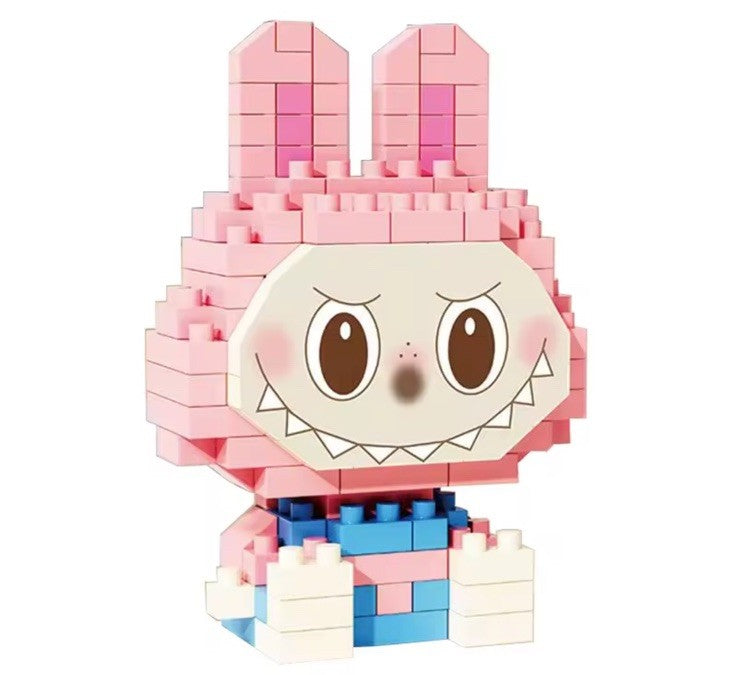 Labubu Monsters Pink Doll 3D Puzzle Micro Connection Building Blocks DIY0