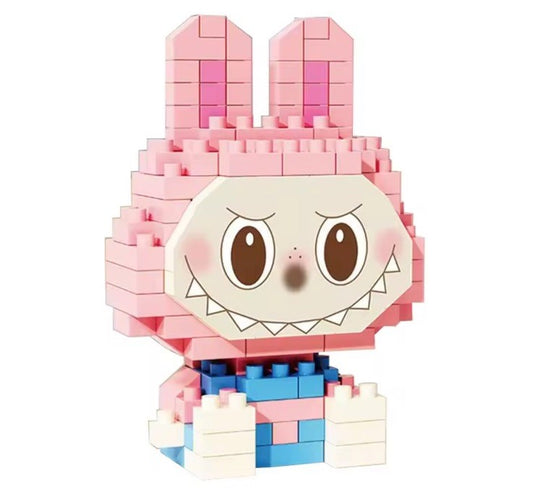 Labubu Monsters Pink Doll 3D Puzzle Micro Connection Building Blocks DIY0