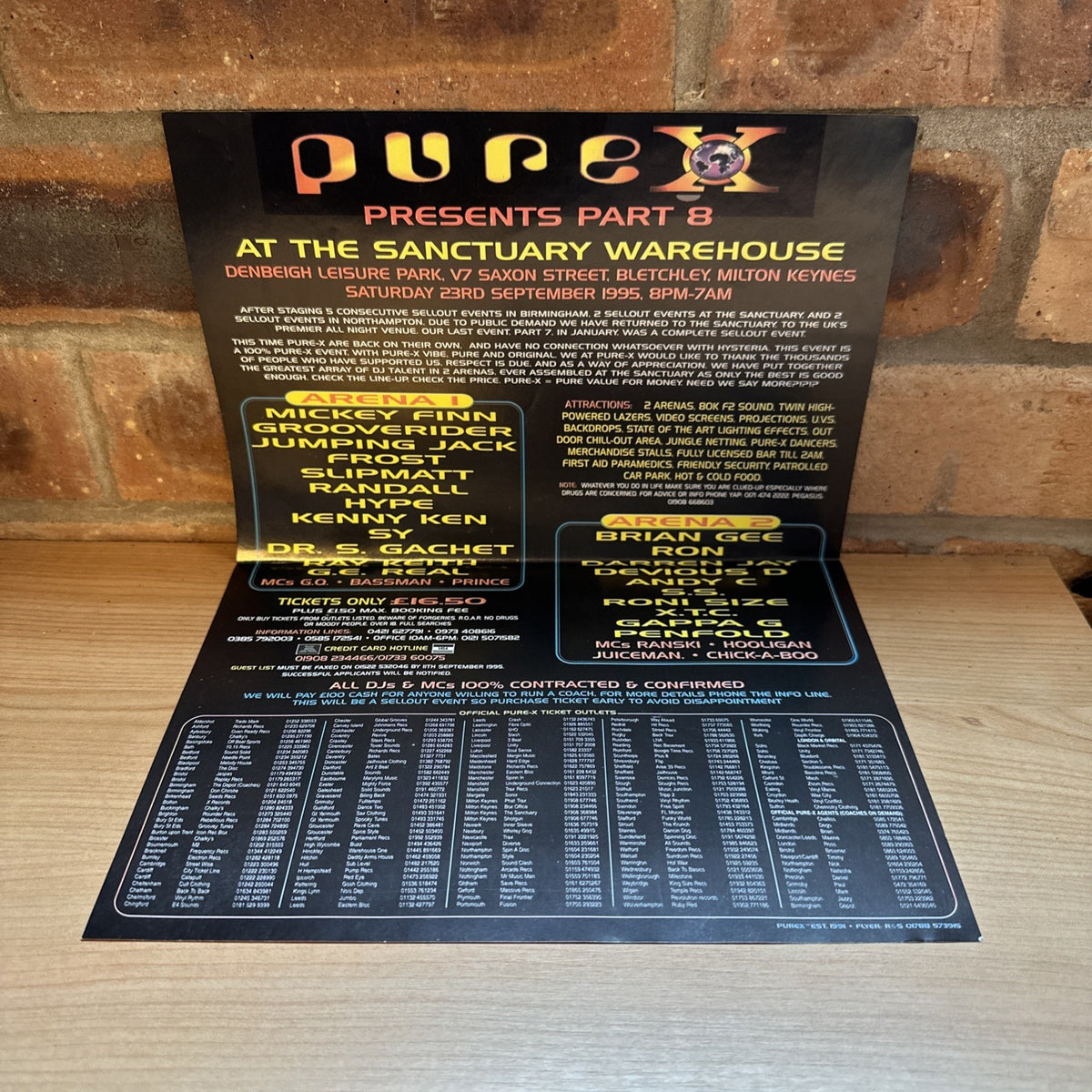 Rave Flyer Pure X Back With A Vengeance 23rd Sept 1995 @ The Sanctuary Folded1