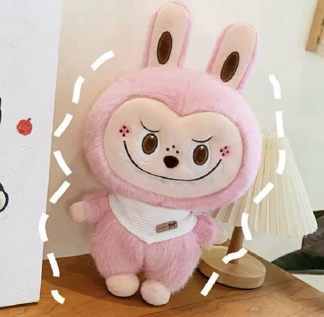 Cute 25-30cm Labubu Style Rabbit  Plush Short Fur Toy Charming Cartoon Design