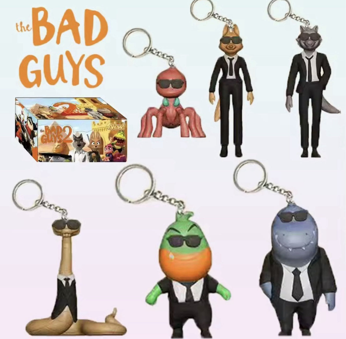 3x Bad Guys 2  Collectible Figures Key Ring Blind Bag Party Bag Gift1