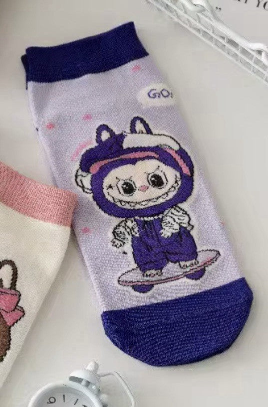 1x Labubu Purple Skate socks pairs cute kawaii One Size Gift Birthday Pair0