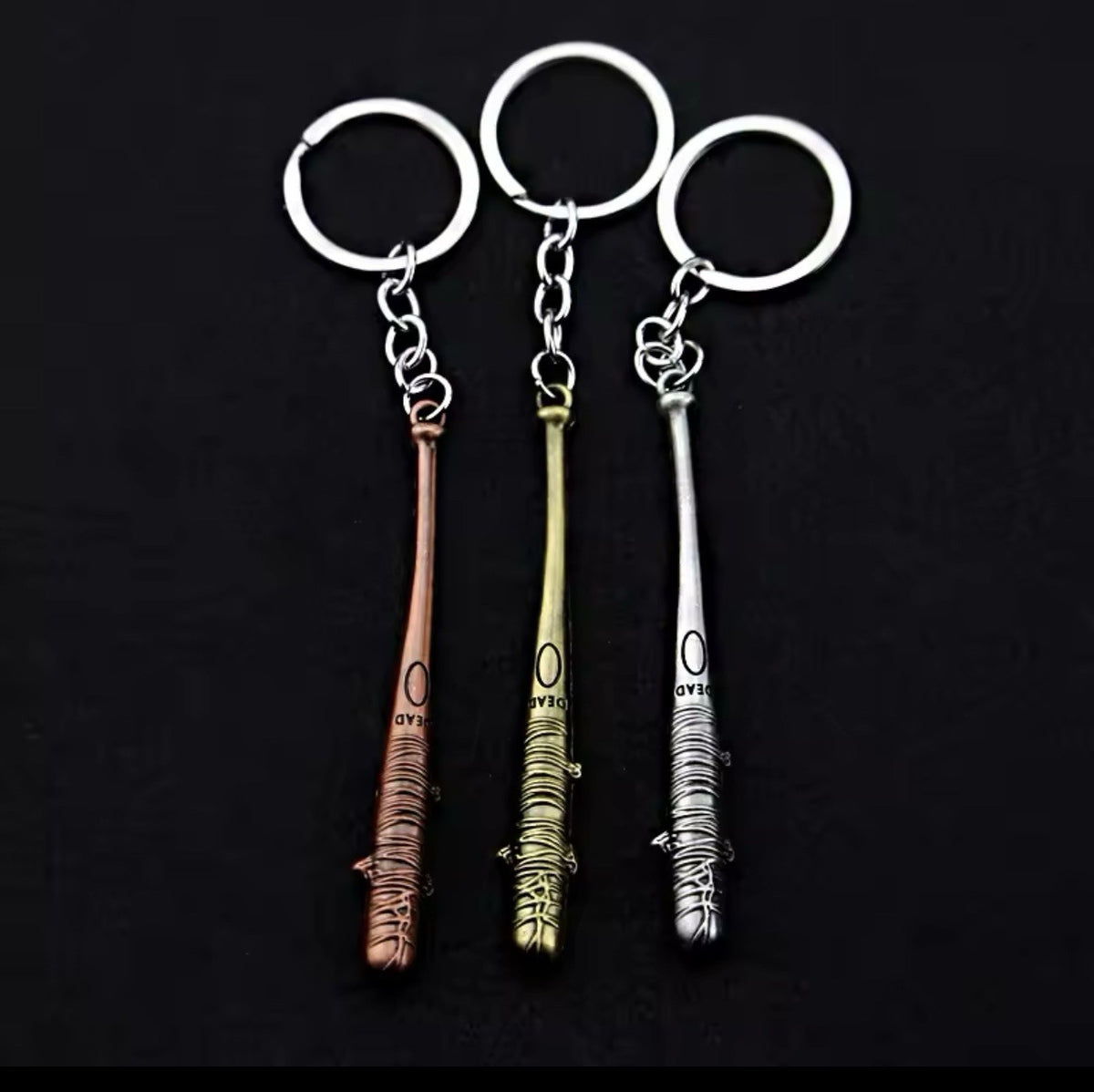The Walking Dead Lucille Bronze Negan's Bat Large Metal Baseball Bat Keyring 0