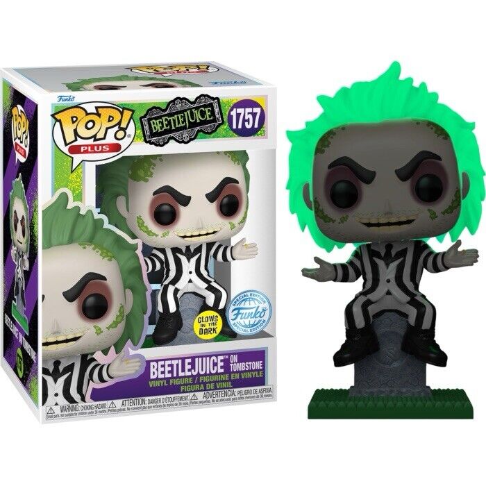 Funko Beetlejuice on Tombstone GITD Pop! Ltd Ed Exc Glow Cult In Stock End Feb