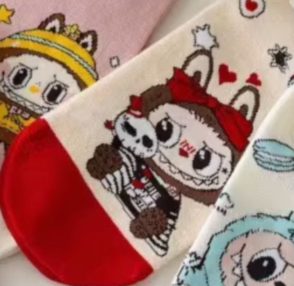 1x Labubu Red Halloween socks pairs cute kawaii One Size Gift Birthday Pair0