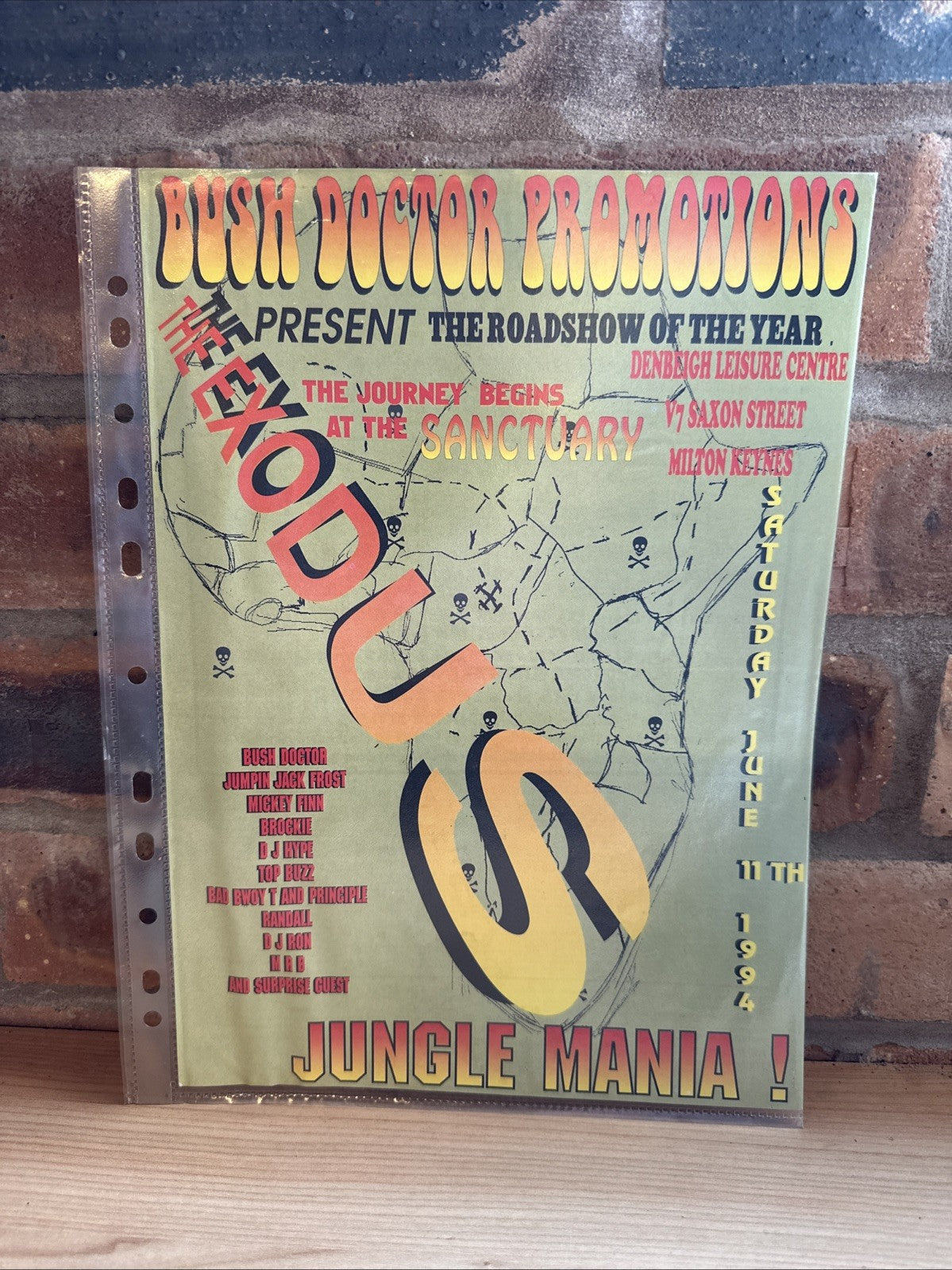 Rave Flyer Bush Doctor The Exodus Jungle Mania @ The Sanctuary 18th Apr 19940