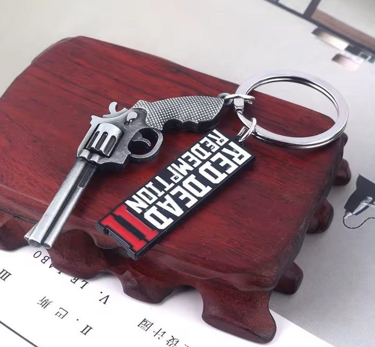 Red Dead Redemption II Revolver Gun Keyring GTA Rockstar Chain Gift bag0