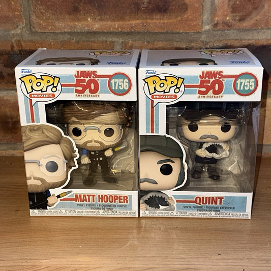 Jaws Matt Hooper & Quint With Shark  50th Anniversary Pop! Vinyl Fig In Stk Now