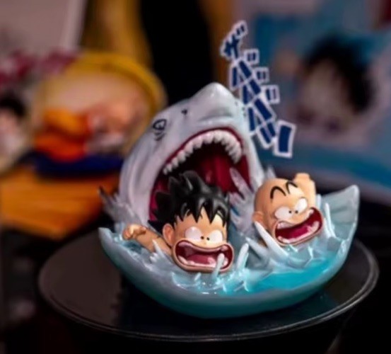  Dragon Ball Son Goku Krillin Shark Scene 10cm Mini Anime Figure Collectible5