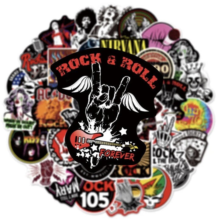 50X Rock Poster Stickers Punk Band Guitar Amp Music Decal Stickerbomb Skateboard0