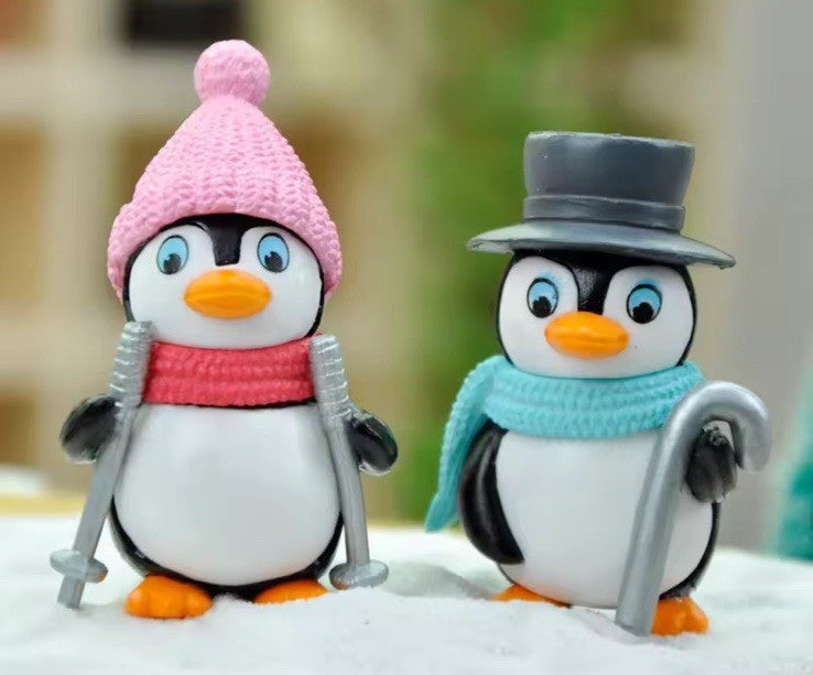 4pcs cute Penguin Figures Snow Scene  Model Toy Xmas Gift1