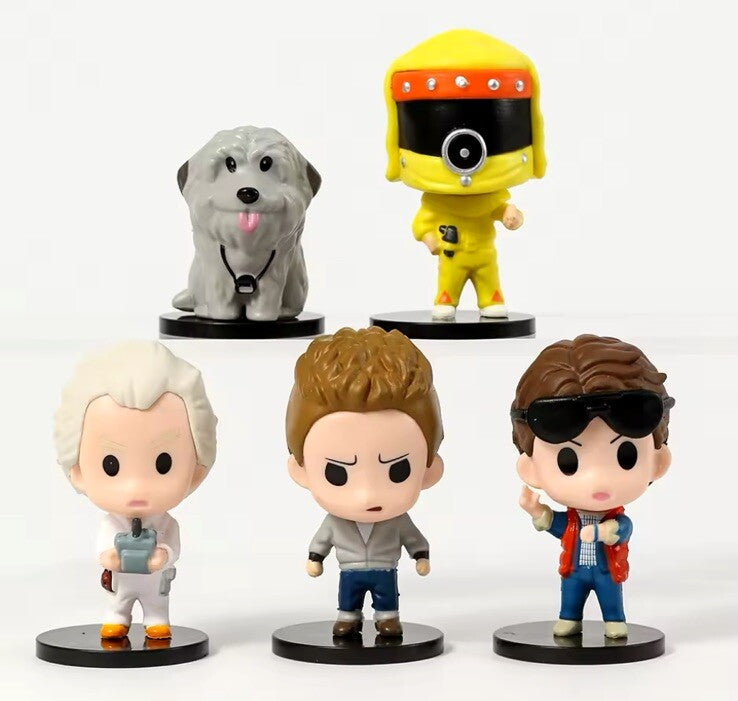 5x Back to the Future Figures Marty McFly Doc Einstein Figure BTTF Q 8cm Gifts2
