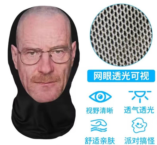 Cosplay 3d Printed Walter White Mask Stretch Mesh Full Face Mask Role Play0