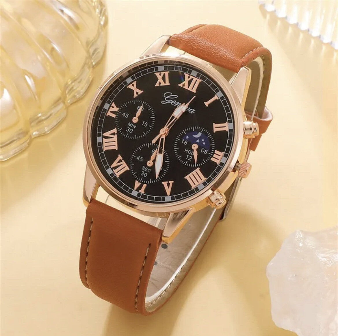 4 Piece Set Men's Sports Watches Business Quartz  Luxury Leather UK 2