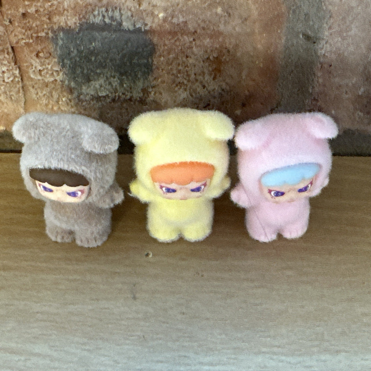 3 Pc Flocked Dora Animals Series Figures Figurines 4cm Collect Set Grey Pink Yes2