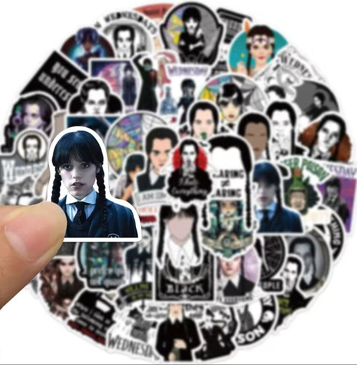 50 x Wednesday Adams Stickers Books Laptop School Party Bags Water Bottle Travel3