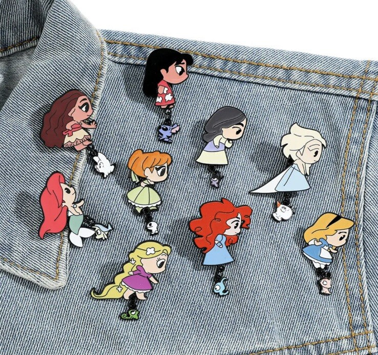 Disney Princess 9x Piece Pin Badge Set Moana Lilo Ariel Great Gift 0