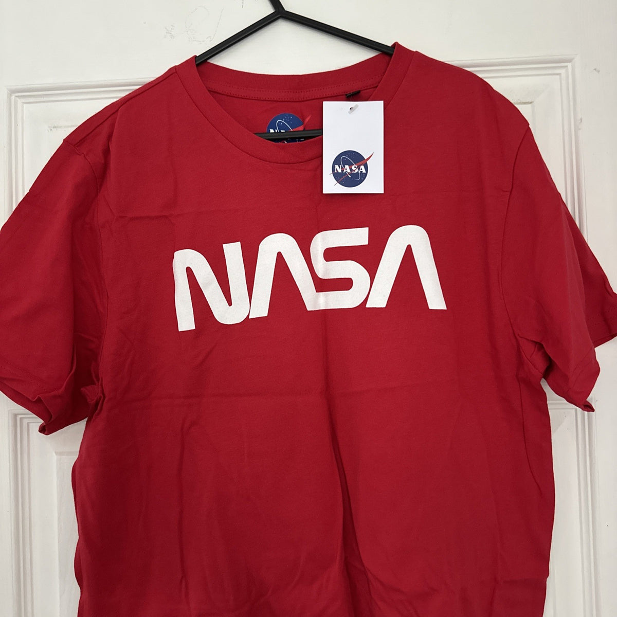Mens NASA Red With White Logo T-Shirt space science cool New Medium1