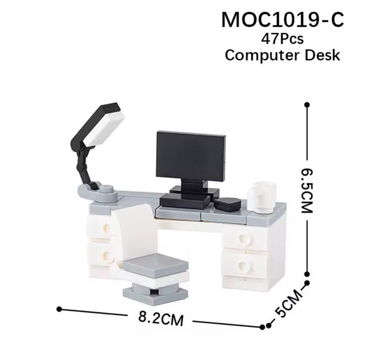 Building Brick Living room Furniture ‘ Computer Desk ‘ 45Pc Monitor Chair
