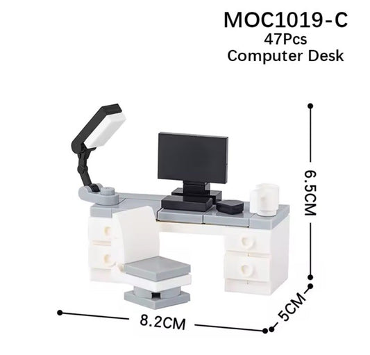 Building Brick Living room Furniture ‘ Computer Desk ‘ 45Pc Monitor Chair