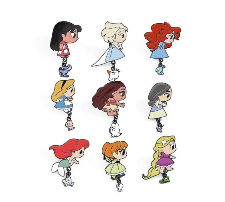 Disney Princess 9x Piece Pin Badge Set Moana Lilo Ariel Great Gift 4