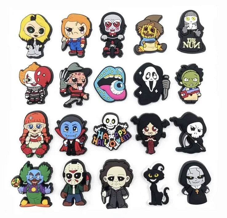 20Pcs Horror & Halloween Bundle Croc Shoes Charms For Croc Summer Clog Sandals0