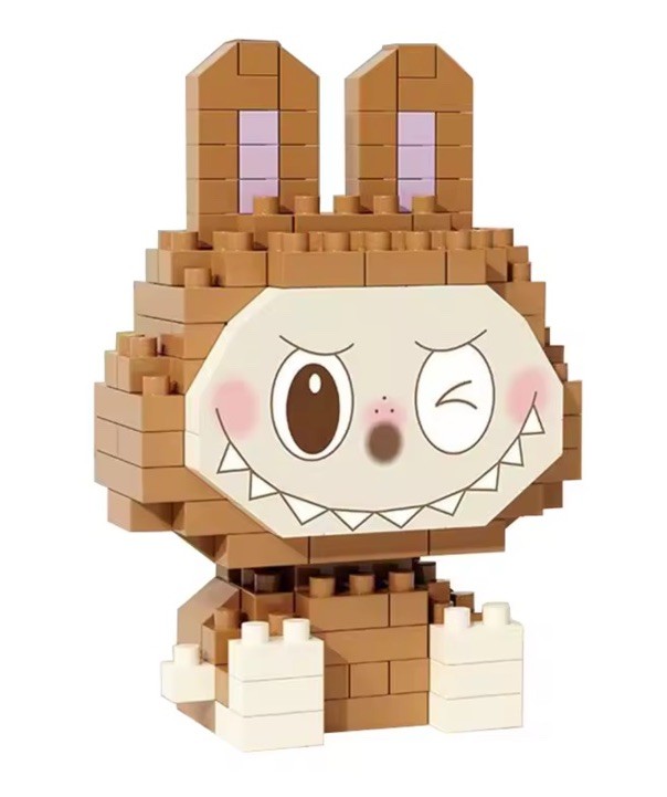 Labubu style Monsters Brown Doll 3D Puzzle Micro Connection Building Blocks DIY0