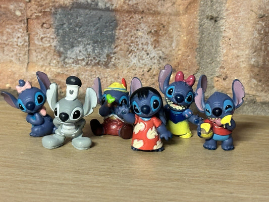 6 Disney Stitch Figure Pack - Mini Collectible Figurines Set In Gift Bag  2/3cm0