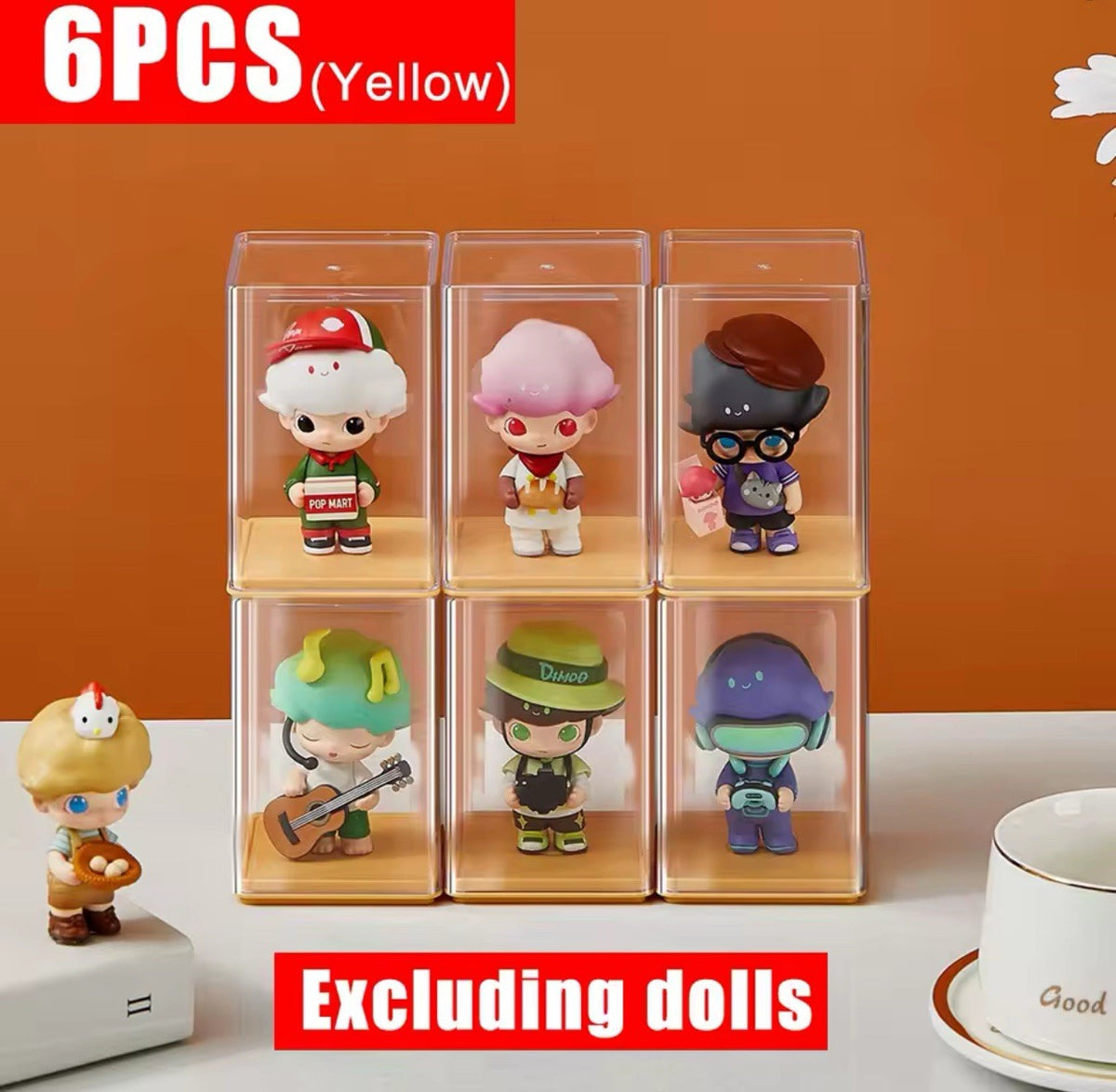 Set Of 6 Storage Box Cartoon Doll Popmart Blind Box Display Case Dust Miniso0