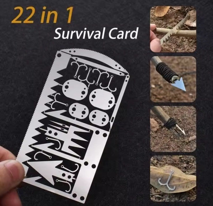 Survival Emergency Card Stainless Steel 22 Pcs  - Tool multitool Fish Saw0