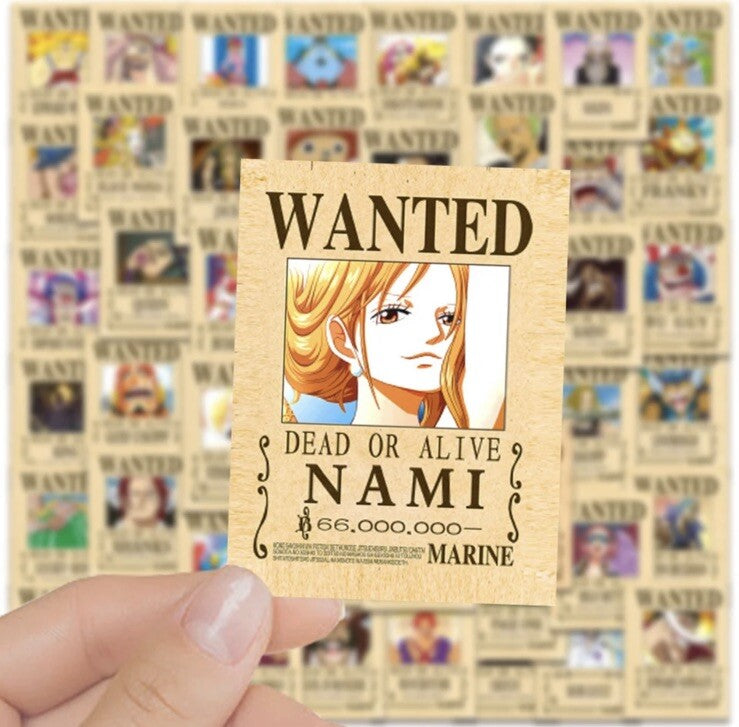 One Piece Anime Wanted Poster Stickers x10 Pieces ￼UK Seller Luffy  Xmas Nami2