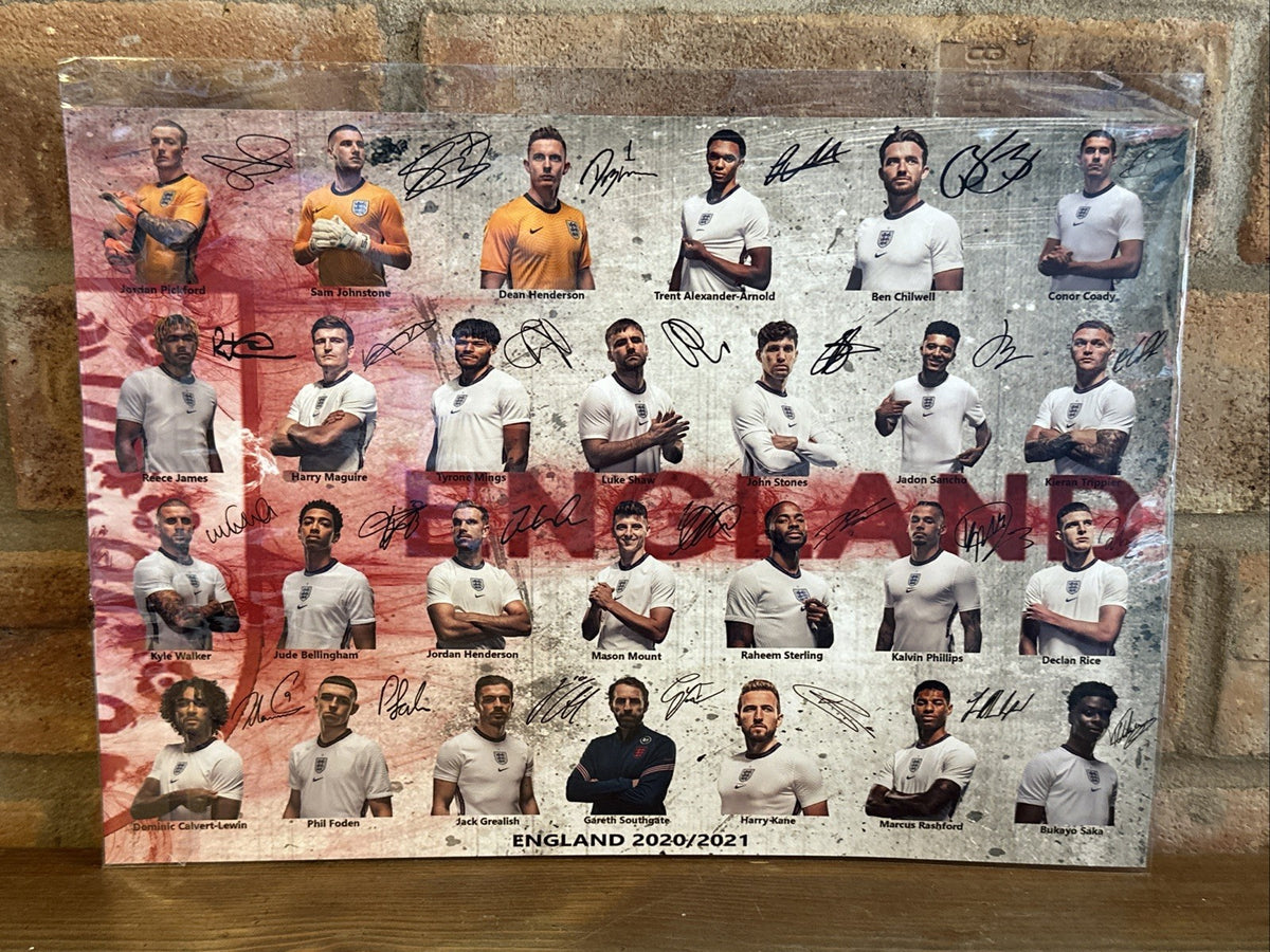England Full Squad Signed A4 Poster Print Fifa World Cup Football Team 2020/20210