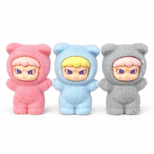 3 Pc Flocked Dora Animals Series Figures Figurines 4cm Collect Set Grey Pink Yes0