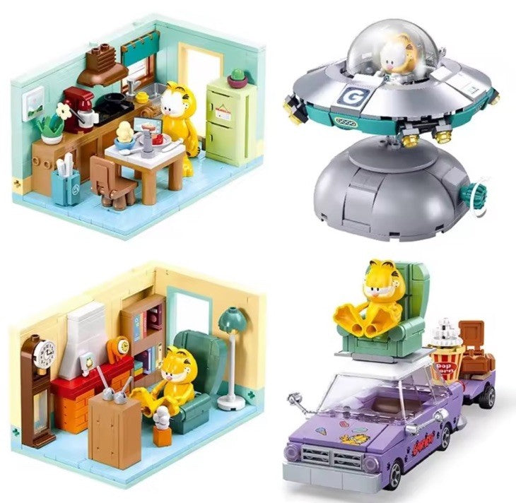 SLUBAN Garfield Building Blocks 214pcs Lounge TV Room Boxed Brick Set Gift1