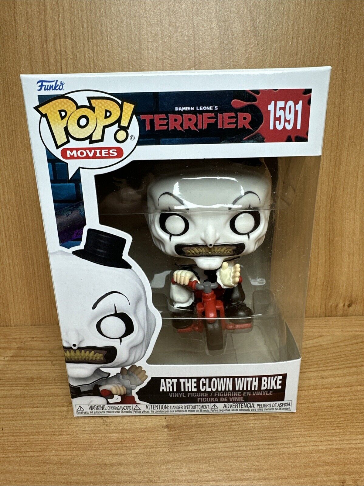 Terrifier Art the Clown with Bike Funko Pop #1591 In Stock Now Cult Horror