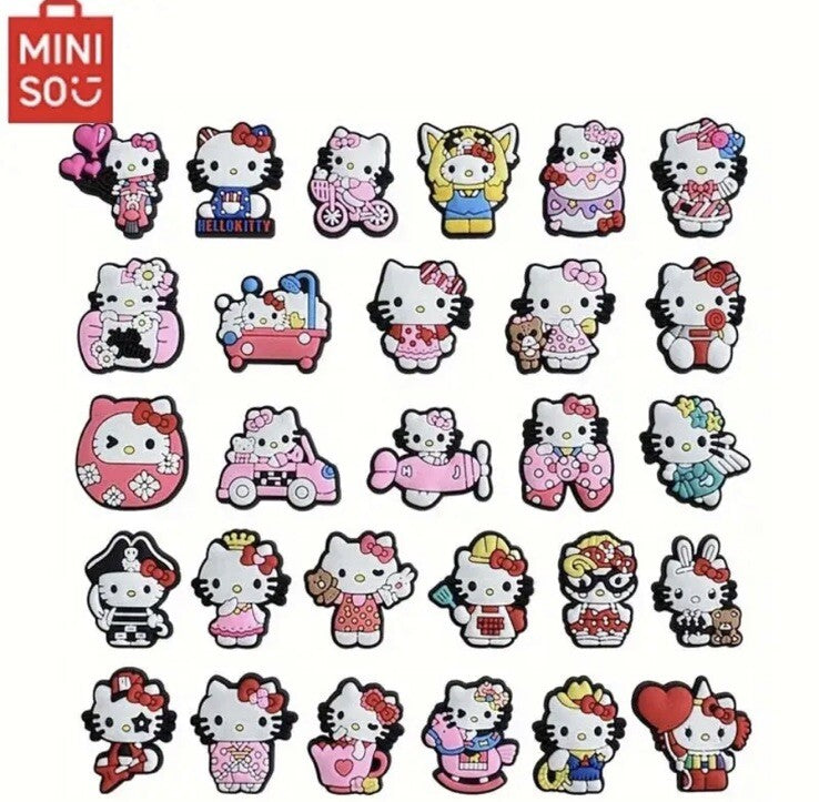 28pcs Hello Kitty Crocs Shoe Charms For Summer Clogs Bag Bubble Slides Sandals0