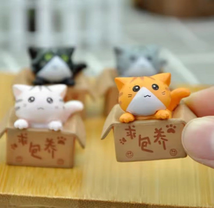 4Pcs Home Ornaments Cat In Boxes Set Toys Cats Figures Cat Model Doll