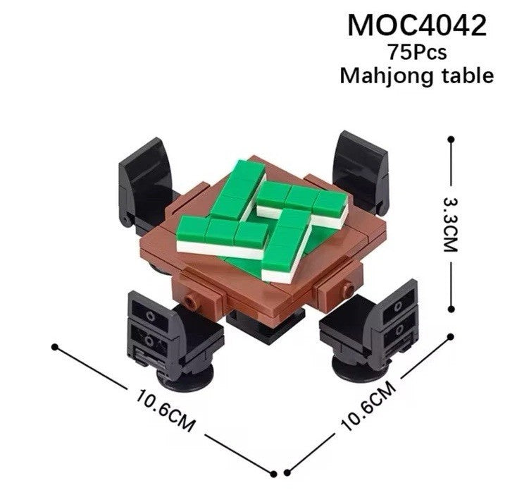 Building Brick Living room Furniture ‘ Mahjong Table Poker Table ‘ 75pc
