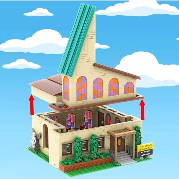 The Simpsons Springfield Church MOC - 1896 Pcs Building Blocks Set Gift In Stock