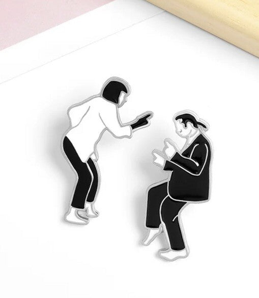 Film Pulp fiction Enamel Pin badges - Movie Dancing scene set of 2 pins Gift0