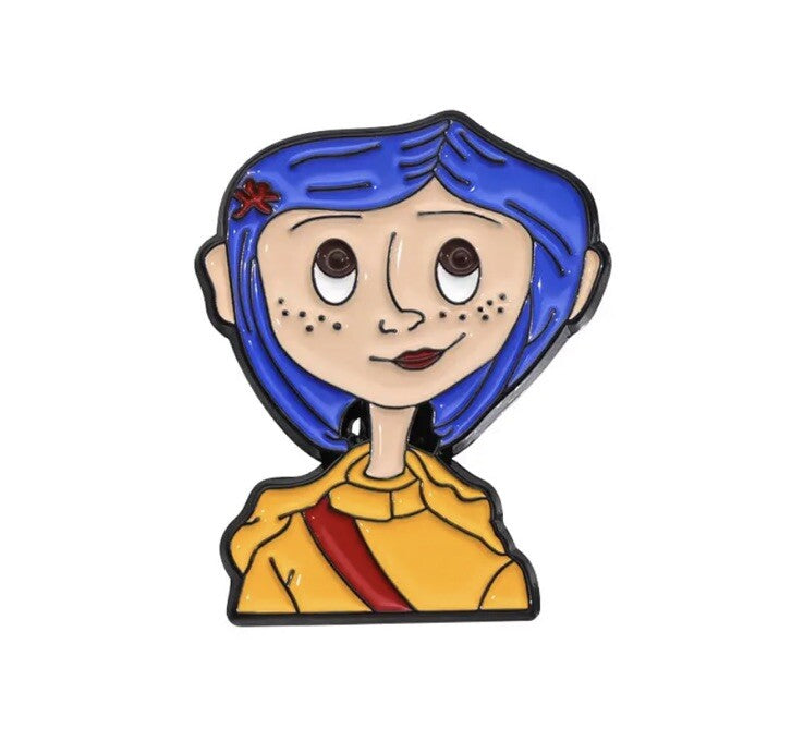 x 3 Coraline Doll Pin Enamel Metal Badge Cult Movie Gaiman Book Set gift bag4